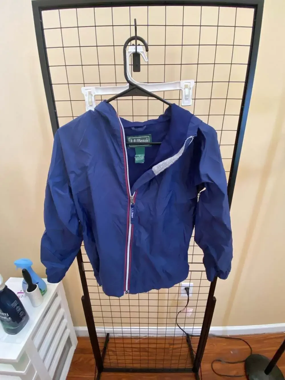 L.L. Bean Kids Navy Blue Full-Zip Hooded Windbreaker Jacket Size 10